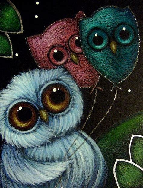 Cyra R Cancel Art Blue Owl With Balloons By Artist Cyra R Cancel
