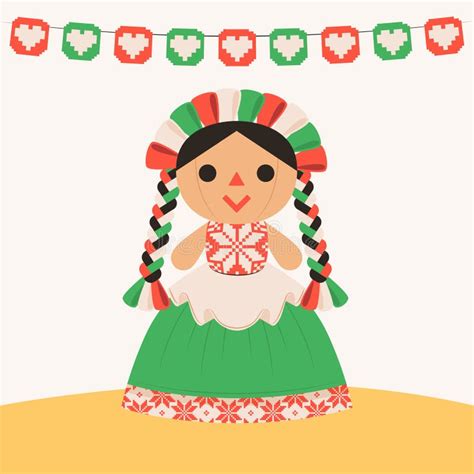 Hand Drawn Mexican Doll Vector Illustration Stock Vector