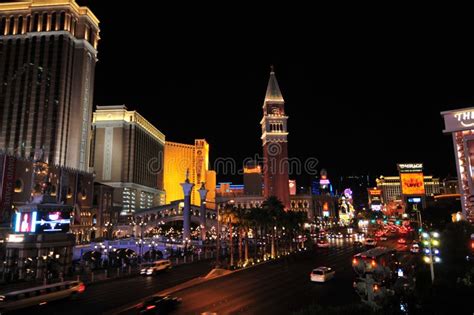 Night View Of Las Vegas Strip Editorial Image Image Of Vegas Luxury
