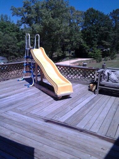 If yours doesn't have this accessory, hook up the garden hose, string it to the top of the slide, and let the water flow down the slide into the pool. My homemade SLIDE Built by Tim | Homemade swimming pools ...