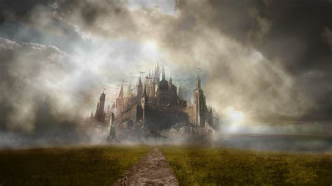 🥇 Castle Clouds Digital Art Fantasy Fog Wallpaper 85160