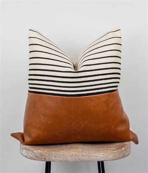 Modern Farmhouse Pillow Cover Faux Leather Pillows Hagen By