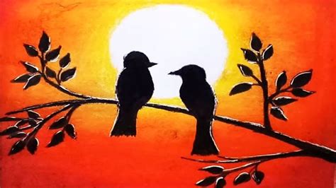 Love Birds Enjoying Sunset By Pancil Drawing Bird Drawings Bird