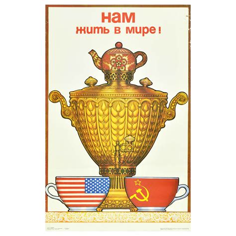 Original Vintage Cold War Poster Disarmament Agreement Usa Ussr Propaganda Art For Sale At