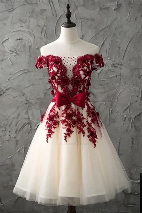 Burgundy Party Dress Appliques Party Dress Ivory Party Dress