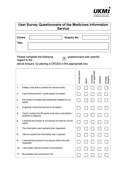 Free Questionnaire Template Word