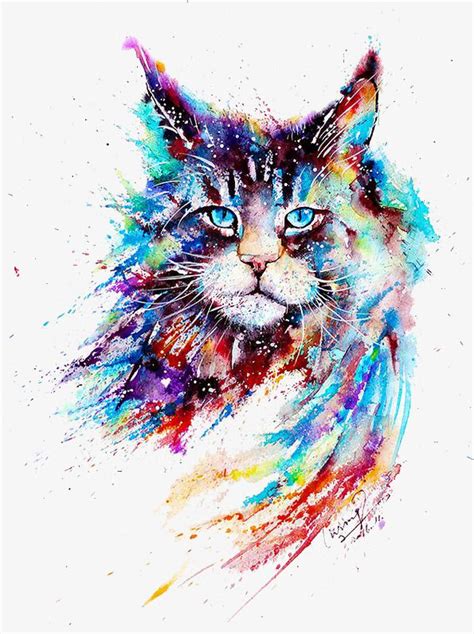 Aquarelle De Chat Watercolor Cat Animal Paintings Cat Art