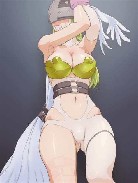 Muramura Hito Angewomon Digimon Highres 1girl Angel Wings Armpits Bdsm Belt Blonde Hair