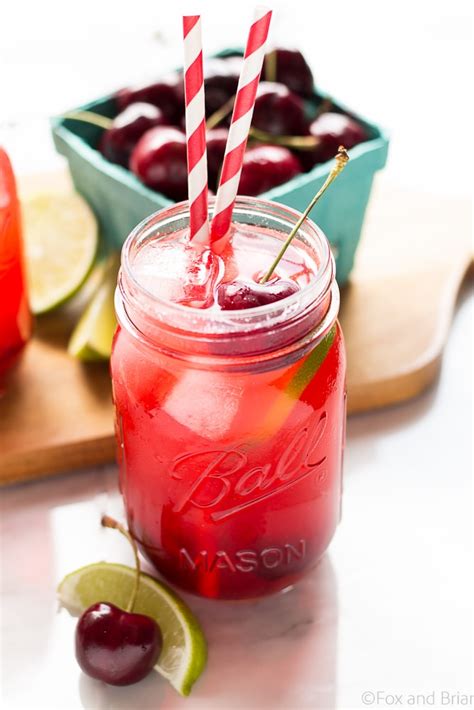 The first is to make simple syrup by boiling water with the sugar first, so that the sugar is completely. Sparkling Cherry Limeade - Fox and Briar