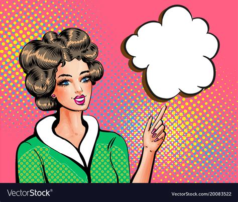 Pop Art Beautiful Woman Pointing Finger Royalty Free Vector