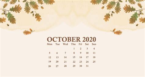 October 2020 Desktop Calendar Wallpaper Desktop Wallpaper Calendar