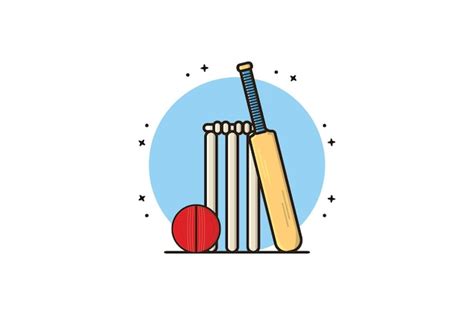 Premium Vector Cricket Bat Ball And Wicket Vector Illustration