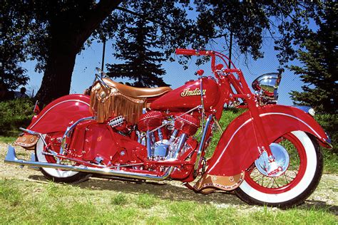 1950s 1953 Bright Red Indian Motorcycle Photograph By Vintage Images