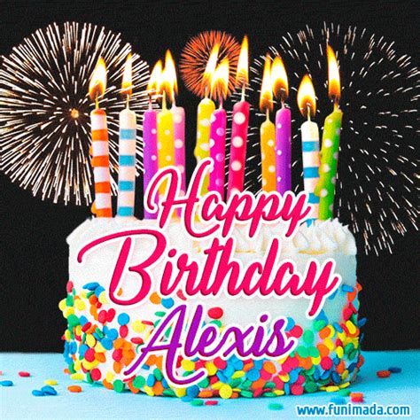 Amazing Animated Gif Image For Alexis With Birthday Cake And Fireworks Funimada Com