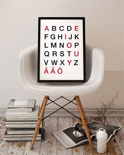 Swedish Alphabet Print Typographic Wall Art Scandinavian Etsy
