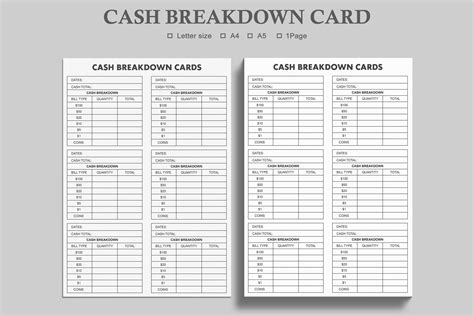 Cash Breakdown Card Cash Tracker Graphic By Watercolortheme Creative