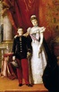 Retrato del rey Alfonso XIII de España (1886-1941) y de su madre, María ...