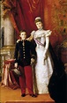 Retrato del rey Alfonso XIII de España (1886-1941) y de su madre, María ...