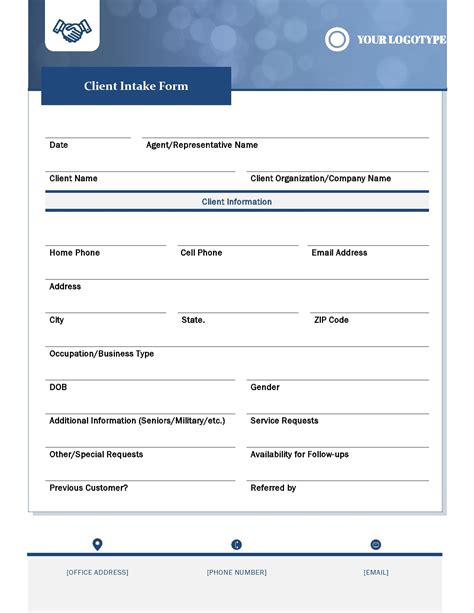 Printable Client Intake Forms Free Templates Templatelab Riset