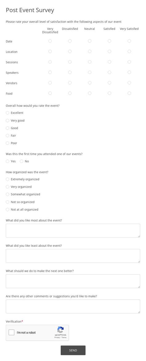Online Post Event Survey Template 123formbuilder