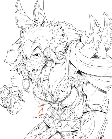 Artstation Warcraft Female Tauren Druid Fanart By Halimunali