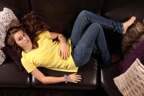 Teen Lay On A Sofa Stock Photo Image Of Laying Funny