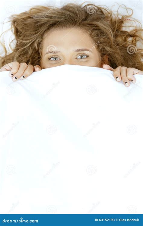 Young Beautiful Woman Lying In Bed Under Blanket Stock Image Image Of