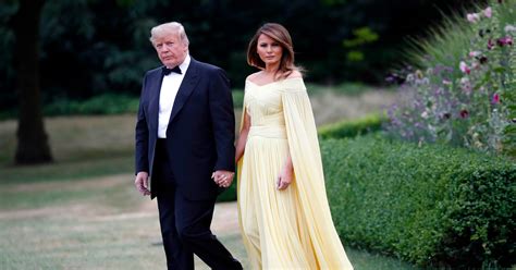 melania trump wears sweeping grecian goddess gown for dinner at blenheim palace