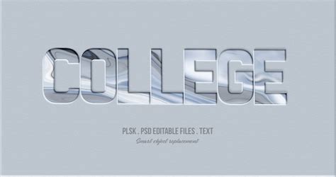 College 3d Text Style Effect Mockup Psd File Premium Download