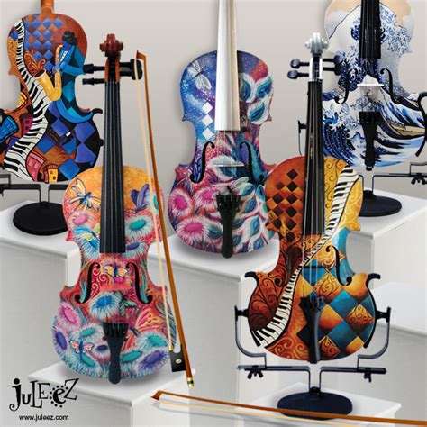Colorful Hand Painted Violins And Violas