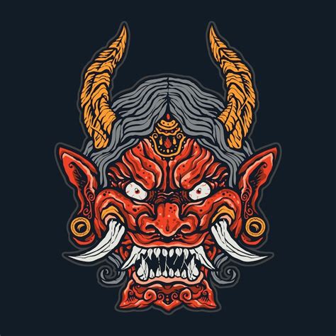 Premium Vector Angry Japanese Demon Face