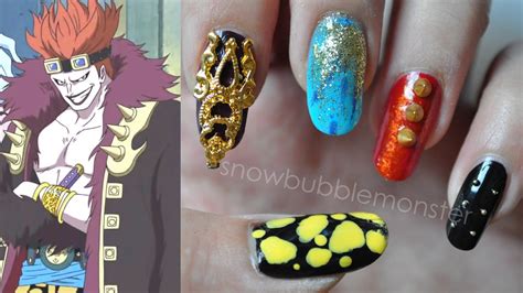 And the one at the end is shenron's tail. ONE PIECE • Eustass "Captain" Kid Inspired Nails | snowbubblemonster - YouTube