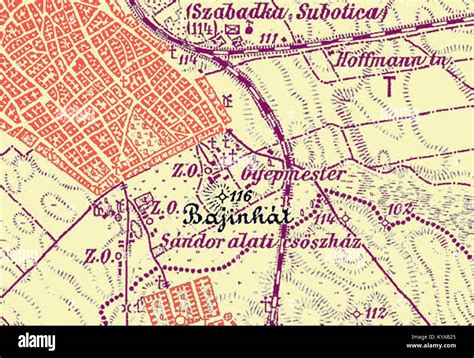 Porción De Mapa Antiguo Presentación Ubicación Bajinhat En Subotica