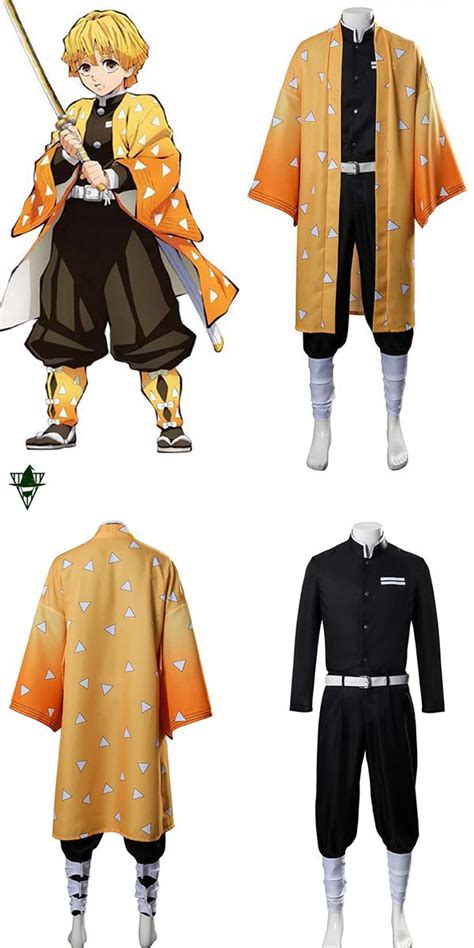 Specialty Kimetsu No Yaiba Agatsuma Zenitsu Cosplay Costume Outfit Kids