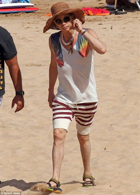 Steven Tyler Steps Back In Time As He Sports Retro Shorts On The Beach