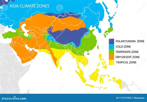 Mappa Delle Zone Climatiche Asiatiche Infografiche Geografiche