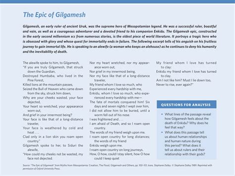 What Does This Passage From The Epic Of Gilgamesh Tell Us About Human