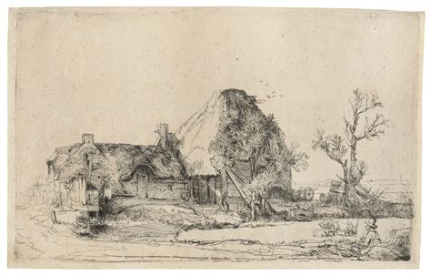 Rembrandt Harmensz Van Rijn 1606 1669 Cottage And Farm Buildings