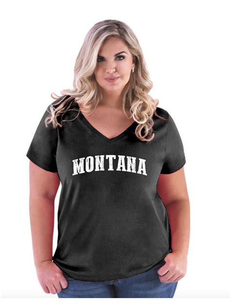 Moms Favorite Womens And Womens Plus Size Mt Montana Flag Curvy V