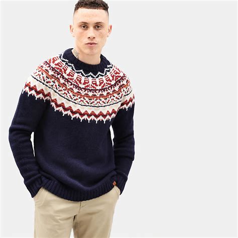 Fair Isle Wool Jumper For Men In Navy Timberland