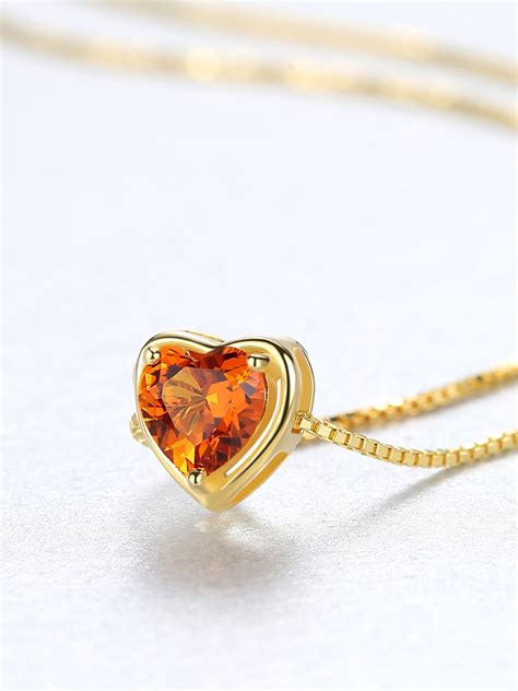 Sterling Silver Minimalist Heart Shaped Semi Precious Stones Necklace