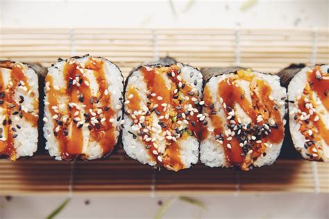 Tonkatsu topped with special teriyaki sauce and mayonnaise with dried bonito, served with sliced pork loin tonkatsu, rice, cabbage salad, macaroni. Tofu katsu onigirazu (sushi sandwich) | Recipe | Food ...