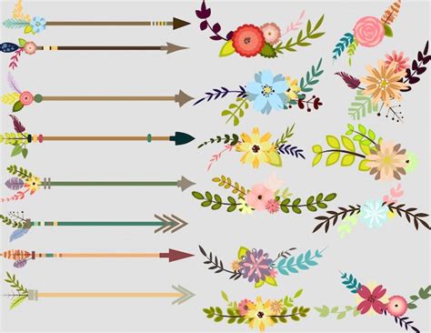 Flowers And Arrow Collection Vector Free Download