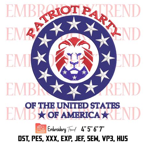 Conservative Lion Patriotic Embroidery Patriot Party Embroidery Of