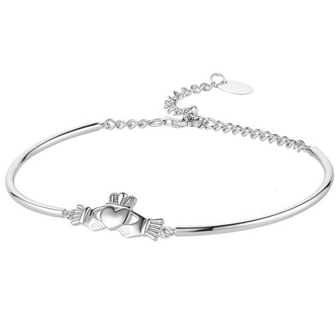 irish bracelet sterling silver claddagh linked bangle at ijsv50148