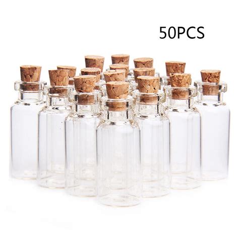 50pcs Mini Empty Clear Glass Bottle Message Glass Bottles Vials With Cork Small Tiny Vials Jars