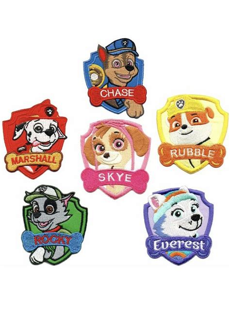 Paw Patrol Patch Set Of 6 Embroidered 3 Tall Sewiron On Patches