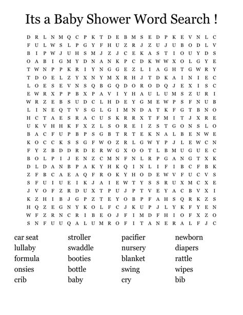 Its A Baby Shower Word Search Wordmint