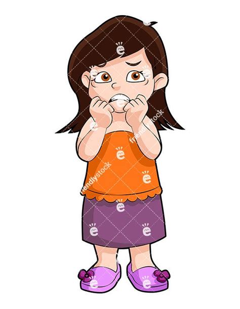Nervous Little Girl Cartoon Vector Clipart Friendlystock Little