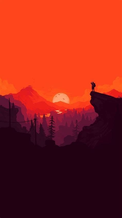 Nature Sunset Simple Minimal Illustration Art Red Iphone 8 Wallpapers